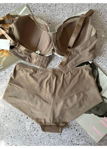 Коричневый кружевной комплект нижнего белья мокко Lanny Mode