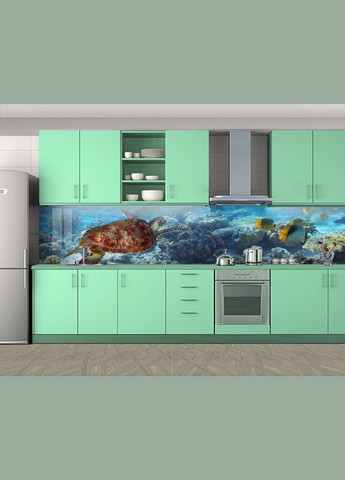 Фотопечать кухонного фартука 60 x 300 см на самоклейке, Морская черепаха с защитной ламинацией (s_pr115_Z) Декоинт (278289984)