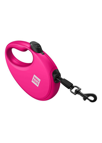 Поводок-рулетка для собак R-leash с контейнером для пакетов, светоотражающая лента, L, до 40 кг, 5 м, розовый WAUDOG (364750636)