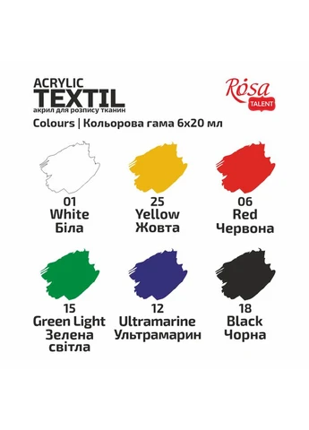 Набір фарб для розпису тканин CAT 6×20мл Rosa Talent (386725783)