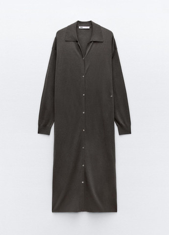 Темно-коричнева повсякденний сукня Zara однотонна