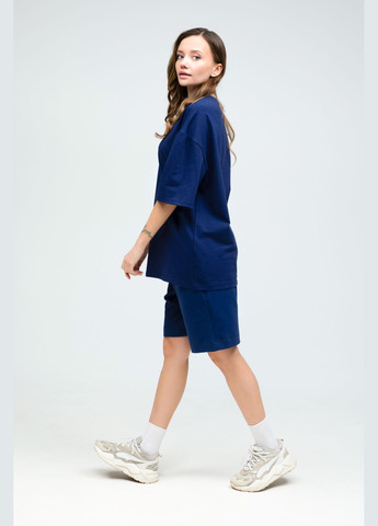 Костюм футболка оверсайз та шорти жіночий темно-синій RAY Basic (330983557)