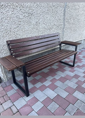 Скамейка лофт со спинкой и столиком-подлокотниками 130 см цвет орех No Brand (335682400)