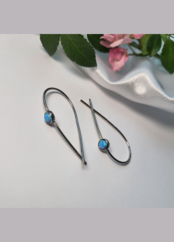 Серебряные серьги серёжки с Голубым Опалом Серебро 925 пробы покрыто родием с2опг/1562 3.00г No Brand (306741252)