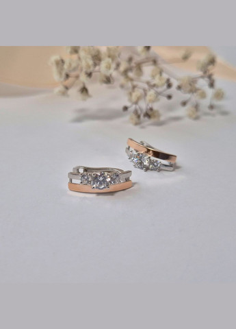 Срібні сережки з Білими каменями срібло 925 проби Родоване с золотою пластиною 1531с 2.80г No Brand (306742956)