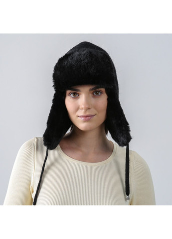 Шапка вушанка жіноча ангора зі штучним хутром песець чорна ЕЛПІ LuckyLOOK 931-879 (367992007)