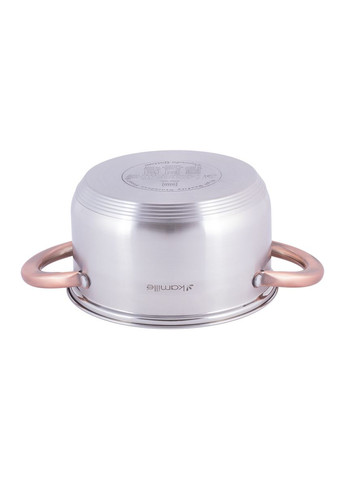 Кастрюля с крышкой 2л из нержавеющей стали и полыми ручками для индукции и газа KM-4931 Kamille (371898452)