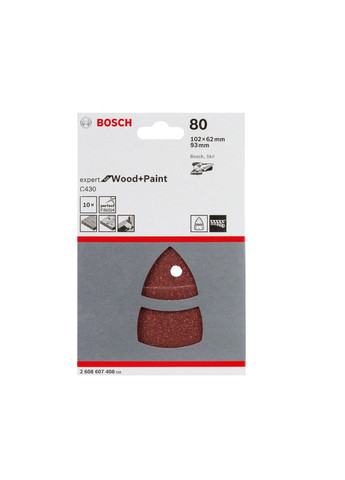 Шлифлист 2608607408 (102х62/93 мм, P80) шлифбумага шлифовальный лист (22193) Bosch (266817308)