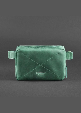 Сумка через плече жіноча бананка на шкіряний пояс Dropbag Mini зелена Crazy horse BlankNote (302008090)