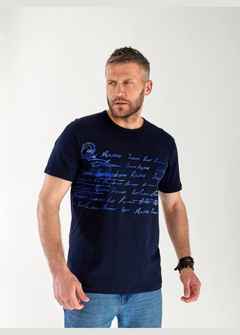 Синяя мужская футболка с надписью Fashion