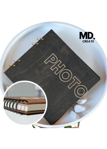 Фотоальбом Photo з дерев'яною обкладинкою на пружині із кремовими листами | Дерев'яний альбом для фото WOW DIY (304997311)