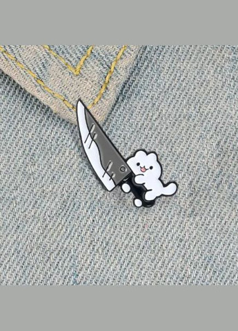 Брошка Білий кіт з ножем, знак, пін. No Brand (292732491)