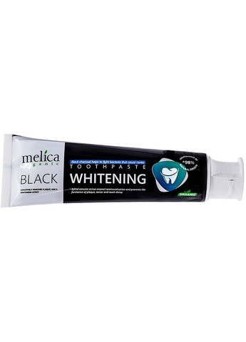 Зубная отбеливающая паста с черным древесным углем Toothpaste Whitening Black 100ml (2-890539) Melica Organic (369795204)