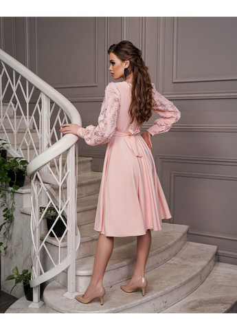 Рожева коктейльна сукня 3d рукав 22086 рожева Tanita-Romario