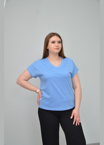Блакитна всесезон жіноча повсякденна футболка, різні кольори (2xl, 3xl, 4xl, ) No Brand