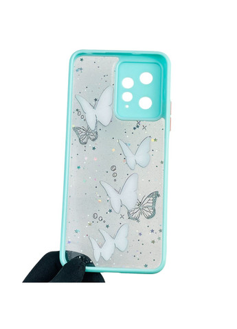 Чохол для Redmi Note 12 4G з блискітками з метеликами на сяомі редмі нот 12 4г бірюзовий Xiaomi (366387804)