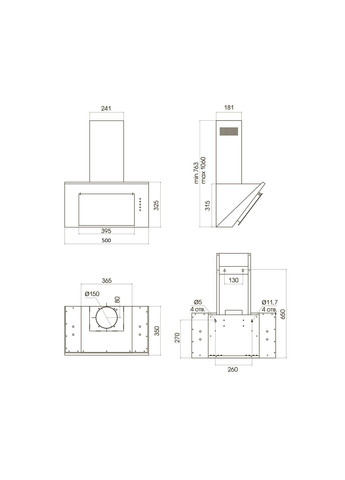 Витяжка кухонна Політ 50см 1000м3 Нержавіюча сталь Profit M (326795459)