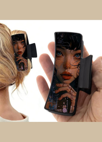 Заколка крабик для волосся жіноча затискач шпилька ART #0023 чорна No Brand (315631090)