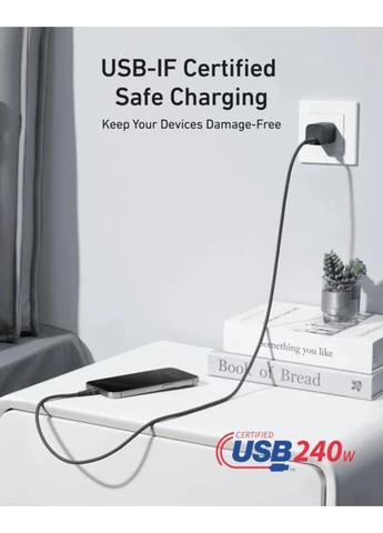 Кабель USB-C to USB-C - 0.9m 240W Upcycled-Braided Black (7263066) Anker (402650742)