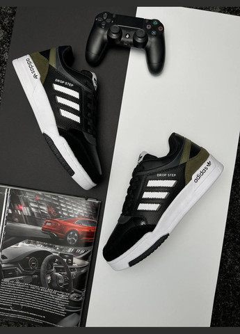 Чорні Осінні кросівки чоловічі, вьетнам adidas Originals Drop Step Black White Khaki