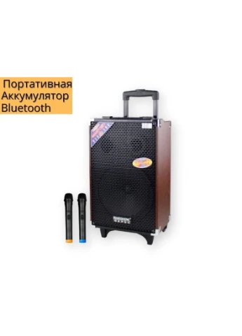 Акумуляторна акустична система Q10S колонка валіза USB, SD, FM радіо, Bluetooth, 2 радіомікрофони, ДУ чорна (lp-84419) XPRO (392928738)
