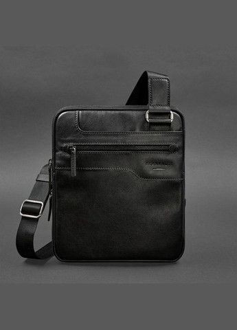 Сумка мужская через плечо кожаная 3 молнии слинг Черный BlankNote (302007755)