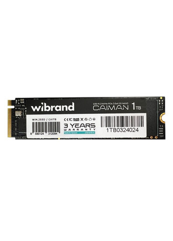 Твердотільний накопичувач SSD 1Tb, Caiman, PCI-E 3.0 x4, M.2 2280, 3D TLC, 1600/1400 МБ/с (WIM.2SSD/CA1TB) Wibrand (317558225)
