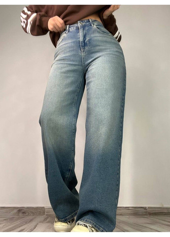 Джинсы женские 4741 palazzo jeans высокая талия широкие палаццо стрейчевые винтажные голубые Zeo Basic - (322665369)