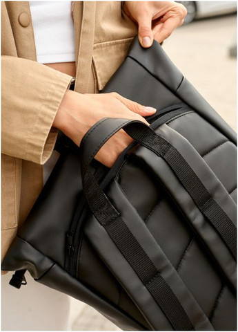 Жіночий рюкзак роллтоп із двома відділеннями та кишенею під ноутбук Чорно-сірий (5580271841) Sambag (361244817)