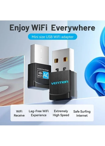 Адаптер WiFi 2.4GHz/5GHz 150/433 Мбит/с, USB Vention (389989552)