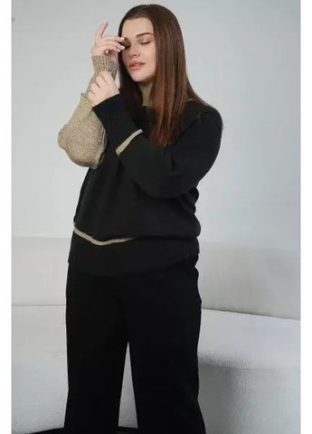 Женский вязаный джемпер двухцветный свободного силуэта MKLN2101 Nita (367189360)