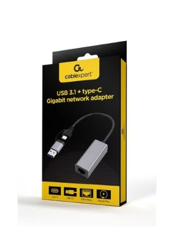 Сетевой адаптер USB 3.1/TypeC - Ethernet, 10/1000 Мбит/с, Grey, (A-USB3AC-LAN-01) Cablexpert (316152269)