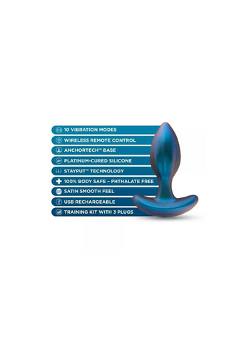 Набір анальних пробок з вібрацією Anal Adventures на пульті керування, блакитні Blush (331169168)