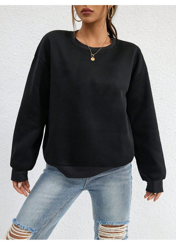 Чорний світшот SHEIN однотонний (355387068)