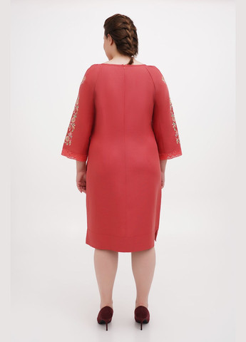 Красное платье-вышиванка из льна с деревом жизни и кружевом верба, большие размеры plus size. серый, р.68, код 0355/68/394 ГАЛЕРЕЯ ЛЬОНУ