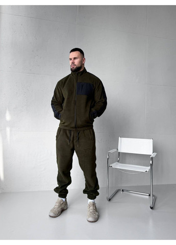 Оливковий (хакі) зимній зимовий чоловічий костюм з флісу брючний Vakko
