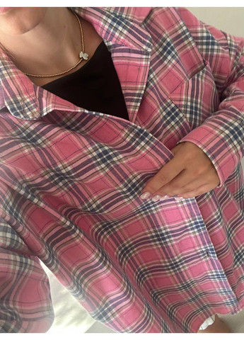 Розовая повседневный рубашка в клетку Україна с длинным рукавом