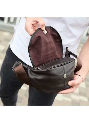 Бананка топова шкіряна чоловіча модна містка повсякденна коричнева 70101 Tiding Bag (372792986)