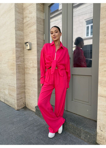 Женский костюм лен тройка Мод 856 Малина Україна (340276909)