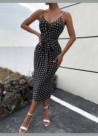 Черное повседневный платье DK/DL Мода без кордонів в горошек