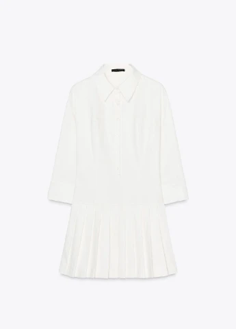 Белое кэжуал платье Zara однотонное