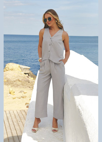 Жилет жіночий асиметричний крій безрукавка жіноча жилетка на ґудзиках льон-котон ST-Seventeen (333832831)