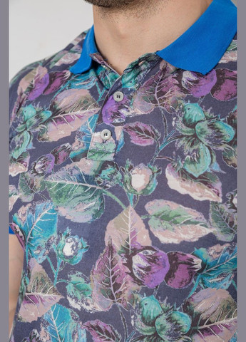 Серо-синяя футболка-поло мужское с принтом для мужчин Ager