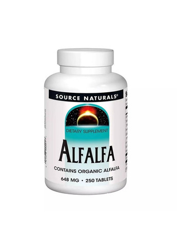 Натуральная добавка Alfalfa 648 mg, 250 таблеток Source Naturals (293477294)