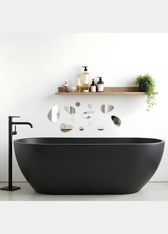 Зеркальный декор акриловый самоклеющийся Камешки серебро, 12шт (D) SW-00002496 Sticker Wall (338854542)