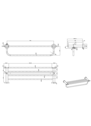Полка с держателем для полотенец G1824, хром, 580 мм GAPPO (371881692)