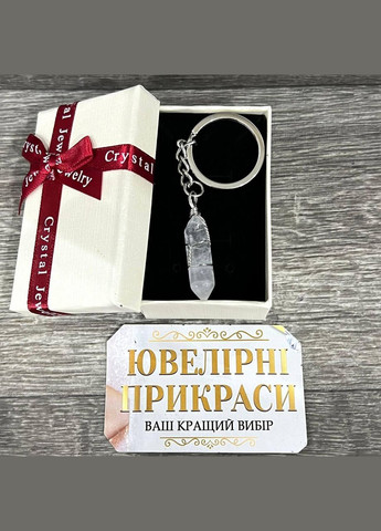 Кулон с натуральным камнем Горный хрусталь кристалл шестигранник в оплетке на брелке в подарочной коробочке Овен (331291821)