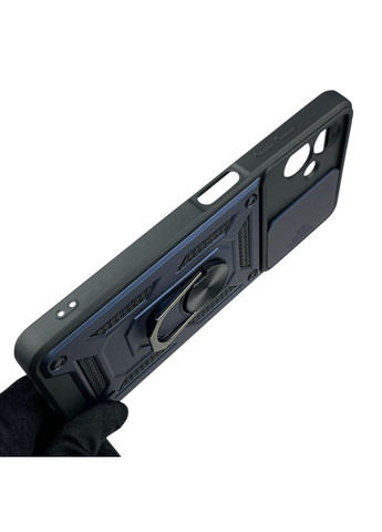 Чехол для Galaxy A06 4G (A065F) бронированный с кольцом со шторкой на самсунг а06 4г тёмно-синий rg1 Samsung (366236012)