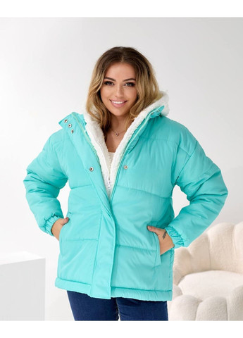 Мятная зимняя куртка зима с тканевым капюшоном Nositi 4083-15w