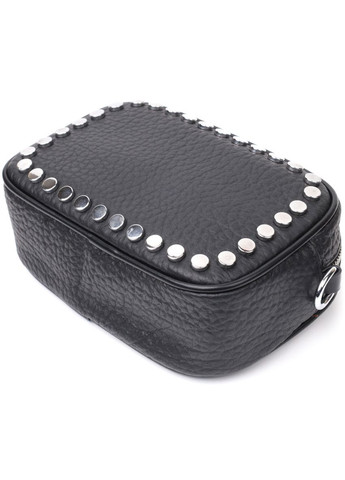 Стильная сумка декорирована металлическими кнопками из натуральной кожи. 22333 Черная Vintage (331907888)